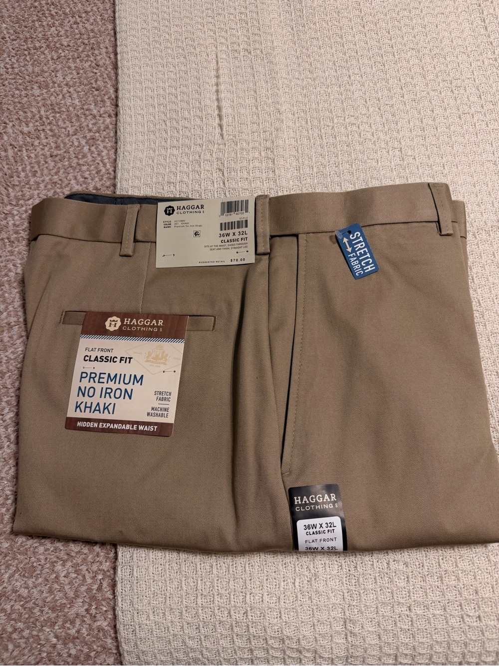 NWT Haggar Men's Premium No-Iron Khaki Chinos - Tan